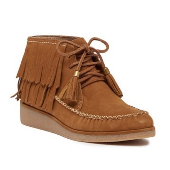 💗 NIB 💖 UGG Chestnut Brown Fringe Wedge Moccasin - Picture 6 of 8